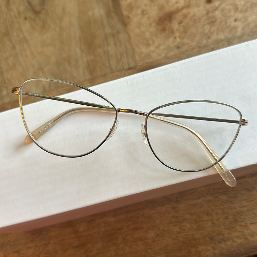 Garrett Leight California Optical “Olive” in a silver and gold combination.